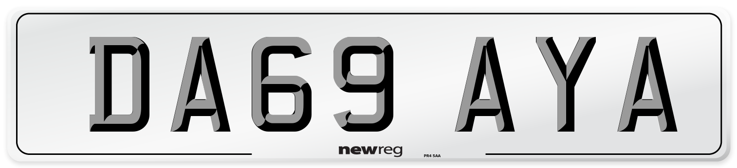 DA69 AYA Number Plate from New Reg